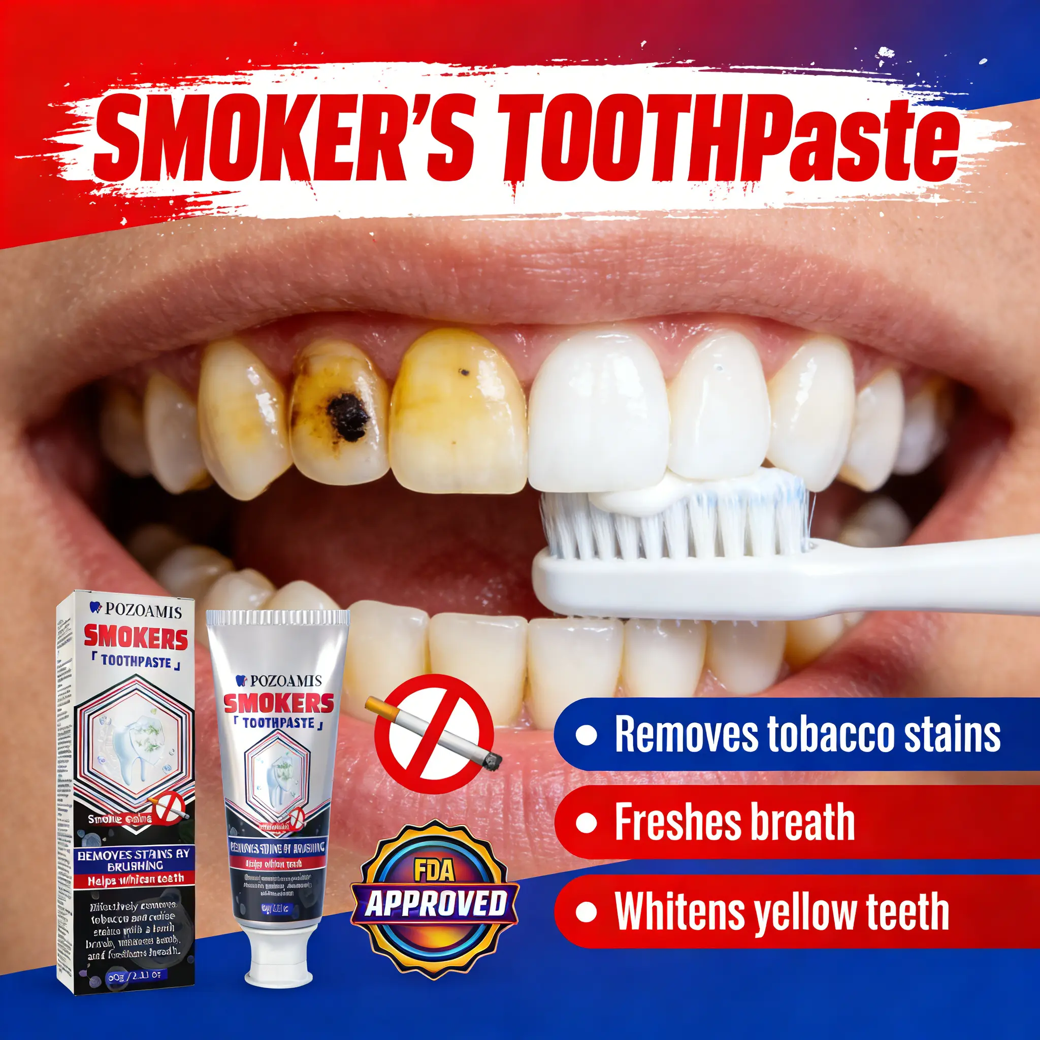 Professional Enamel Repair Whitening Toothpaste for Smokers, Coffee Stains Removed, Deep Cleaning Deep Stain Removal, Prevents Yellowing & Plaque, Family Size, Antibacterial Coconut Foam Scent Cleansing Brush, Enamel Teeth Whitening