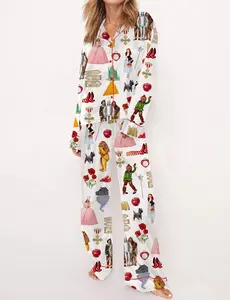 Wizard Of OZ We’re Off Yellow Brick Road Silky Satin Pajama Set
