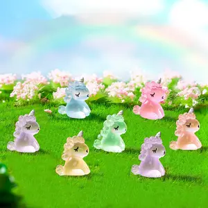 Cute Collectible Figurines Unicorn Shaped Glow in the Dark Ornament (12pcs/set), Collectible Figure Decor, Resin Animal Sculptures, DIY Resin Decoration for Outdoor Patio Lawn Garden, Cute Animal Design, Decorative Sculptures, Animal Decorations