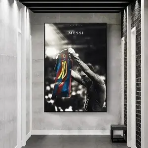 Classic Vintage Wall Art Football Star Lionel Messi HD Canvas Printed Sports Poster Vintage Prints Home Living Room Club Decoration Collection Gift