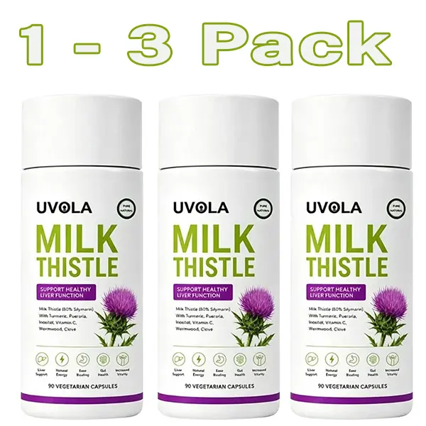 (1-3 PACK) Uvola Milk Thistle Supplement, 80% Silymarin Liver Support Formula, 90 Capsules