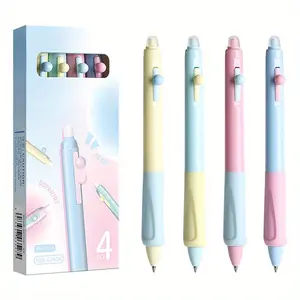 4-Pack Erasable Gel Ink Pen Set: Retractable Clicker Pens, 0.5mm Fine Point, Blue & Black Ink, Smooth Writing for Home, School & Office - Cute Aesthetic Pens, Perfect Mother's Day Gift, Writing Stationery
