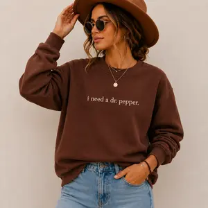 Women's Dr. Pepper Printed Sweatshirt - Polyester-Cotton, Comfortable Long Sleeve, Simple Bold Drink Quote, Casual Unisex Apparel - Lemy USA