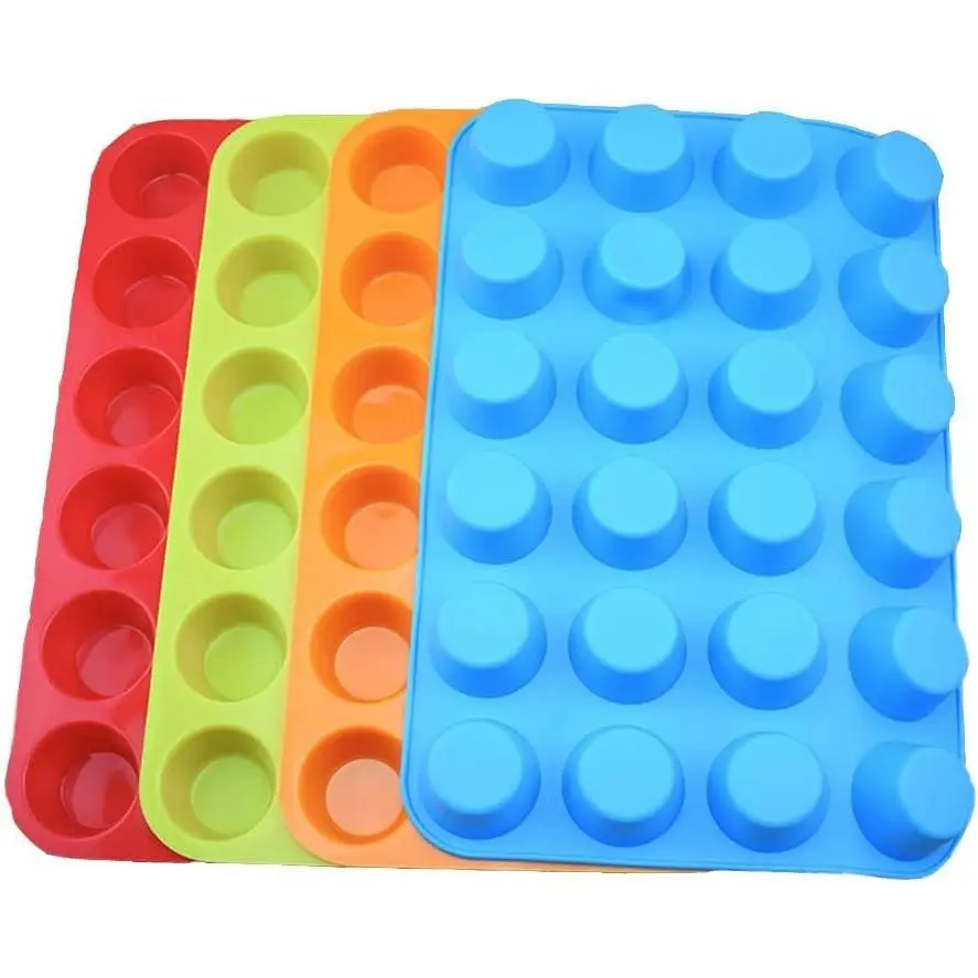 Mini Muffin Pan,  4 Pack 24 Cups  Mold Cups Baking Pan,  Muffin Tins Baking Moulds-Multi Color