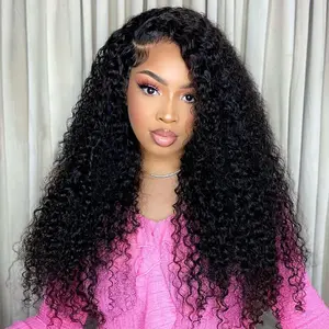 Bling Hair Brazilian 13x4 Kinky Curly Human Hair Wig 30 32 Inch Lace Front Wig Human Hair 13x4 Deep Wave Frontal Wig Hd Lace Wigs Natural Color TikTokShopBlackFriday