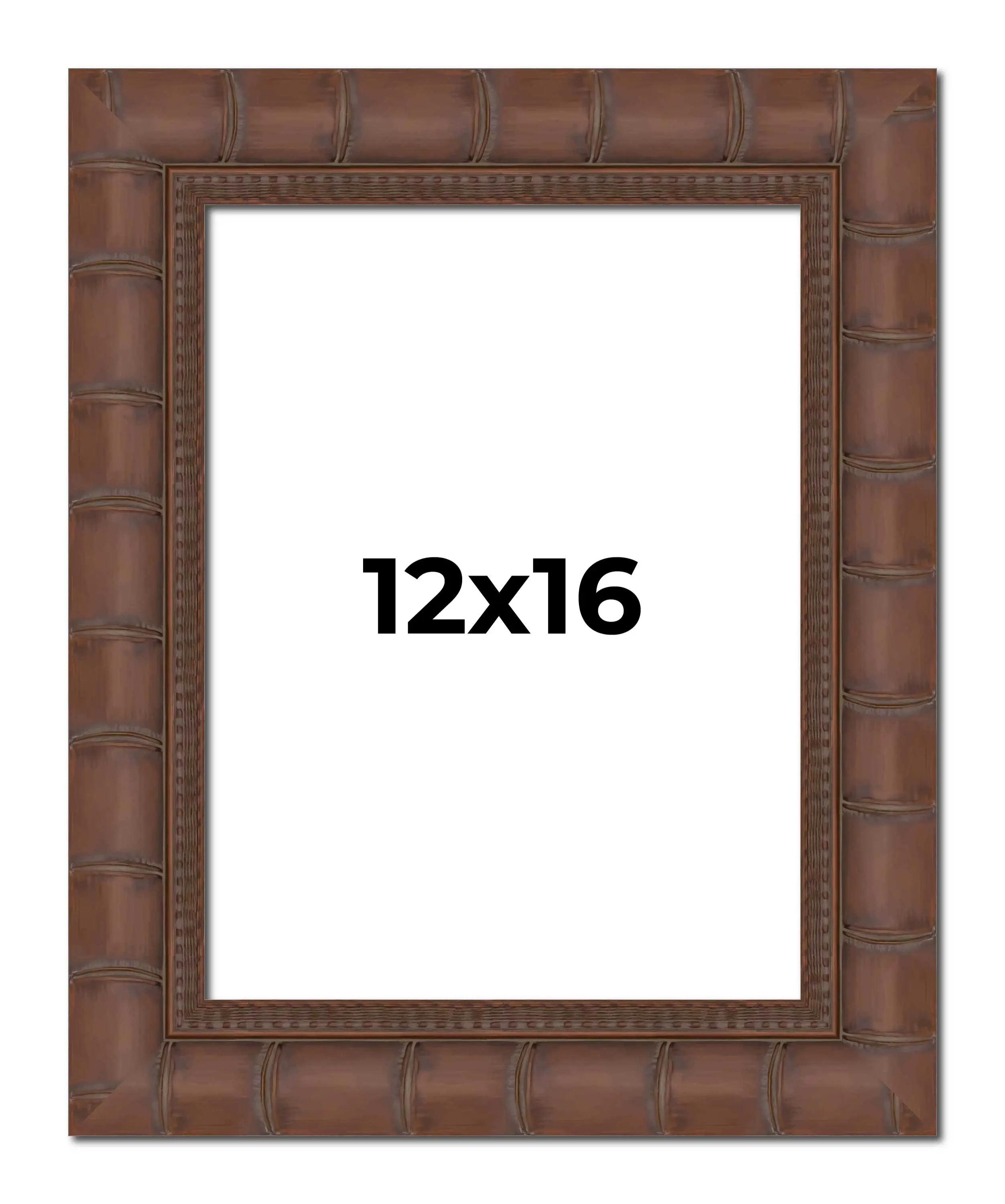 12x16 Brown Wide Bamboo Picture Frame - UV Acrylic, Foam Board Backing, Hanging Hardware