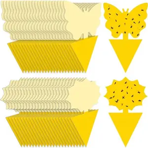 50PCS/100PCS double-sided fruit fly traps, yellow sticky traps, suitable for indoor and outdoor use, for capturing flying plant pests such as mosquitoes.
