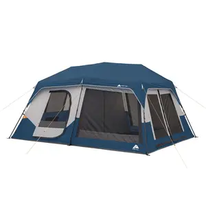 Ozark Trail 10 Person Family Instant Cabin Tent, 14' x 10' x 78", made with recycled materials, blue