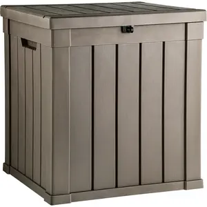 YITAHOME 51 Gallon Outdoor Storage Deck Box, Waterproof Resin Package Delivery and Storage Box with Lockable Lid for Patio Furniture Cushions, Pool Accessories, Garden Tools, Taupe