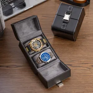 2 Watch Travel Case Watch Box -Premium Leather With Perfect Texture.(Watch Carrying Or Organizer For Storage And Display). Luxury Christmas Gifts for Men Handcrafted,New Years Gifts