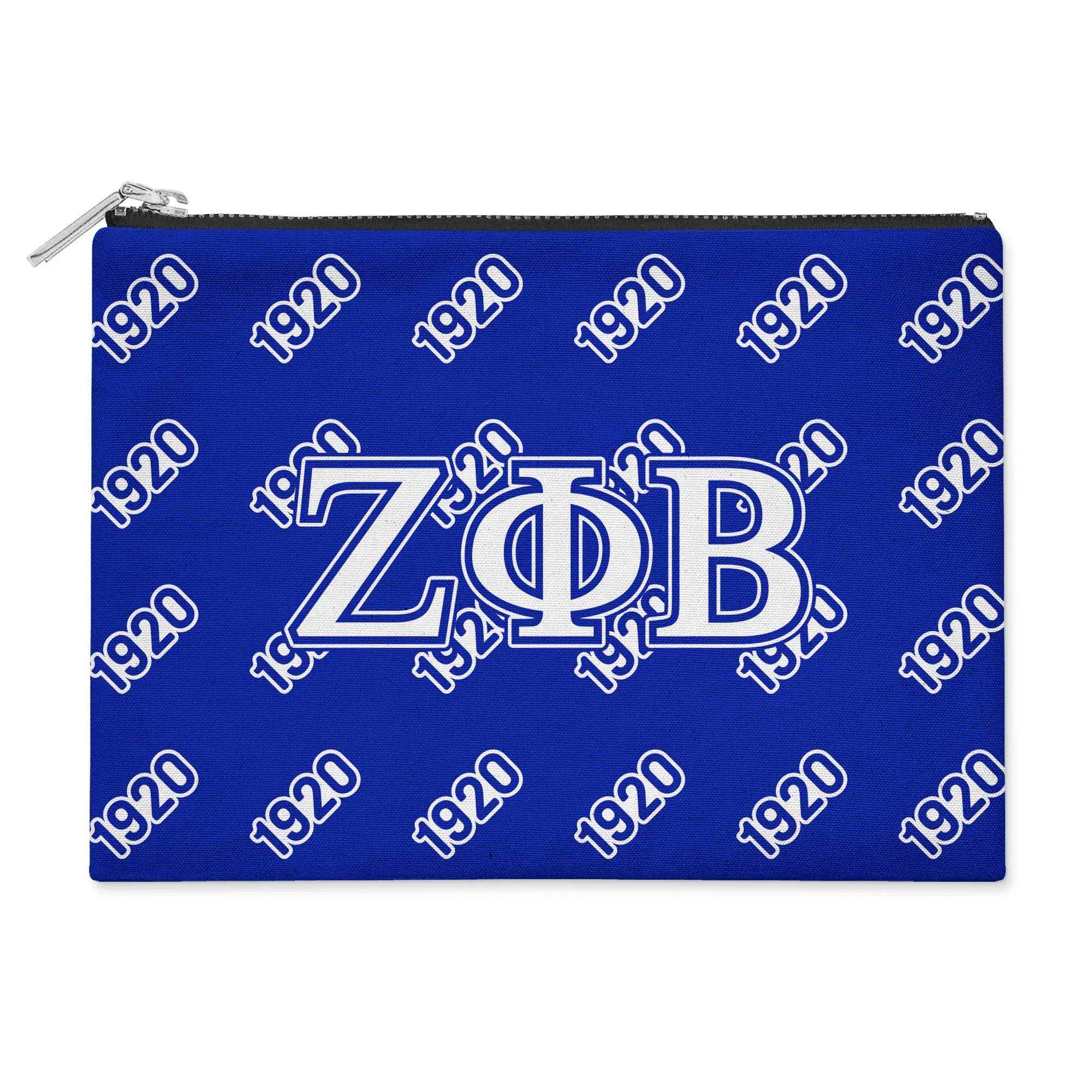 BBGreek - Zeta Phi Beta - Flat Makeup Pouch -  Official Vendor - Greek Letters