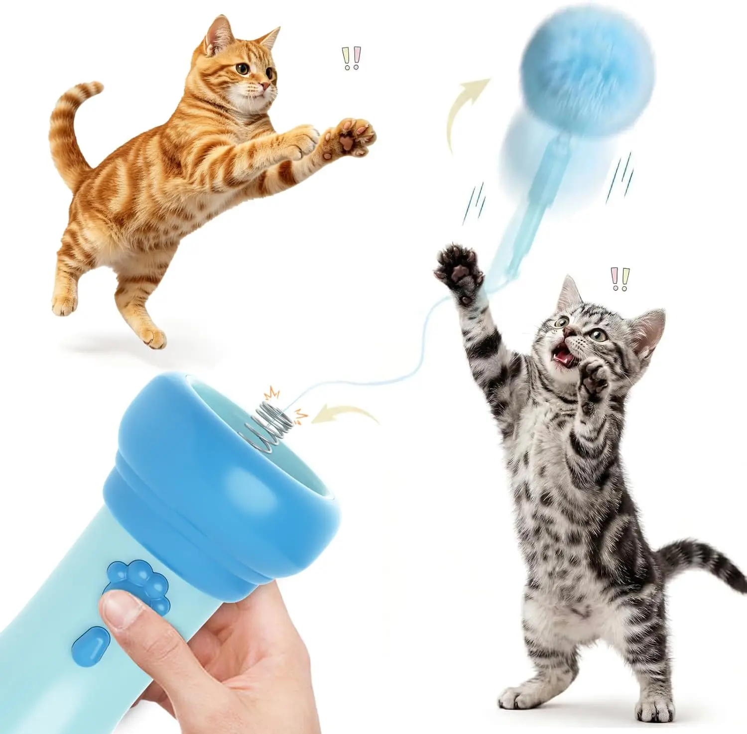 Interactive Cat Fetch Toy Launcher for Indoor Cats with Fuzzy Ball | Interactive Hunting Cat Toy for Indoor Bored Kittens & Adult Cats, Reduces Boredom, Stimulates Natural Hunting Instincts