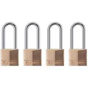 212 MAIN Master Lock 140QLH Keyed Alike Wide Padlocks - Brass Body, Chrome Shackle, Corrosion Resistant Security Lock with 2 Keys