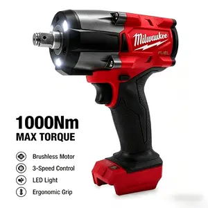 Milwaukee 1000Nm Heavy Duty Impact Wrench High Torque Cordless Power Tool Sturdy Mechanical Structure Suitable For Truck Repair Industrial Bolt Fastening And Large Scale Construction Tasks