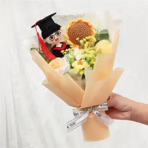 Graduation Gift Bouquet, Handmade Crochet Sunflower Perfect Graduation Season Flower Arrangement for Students