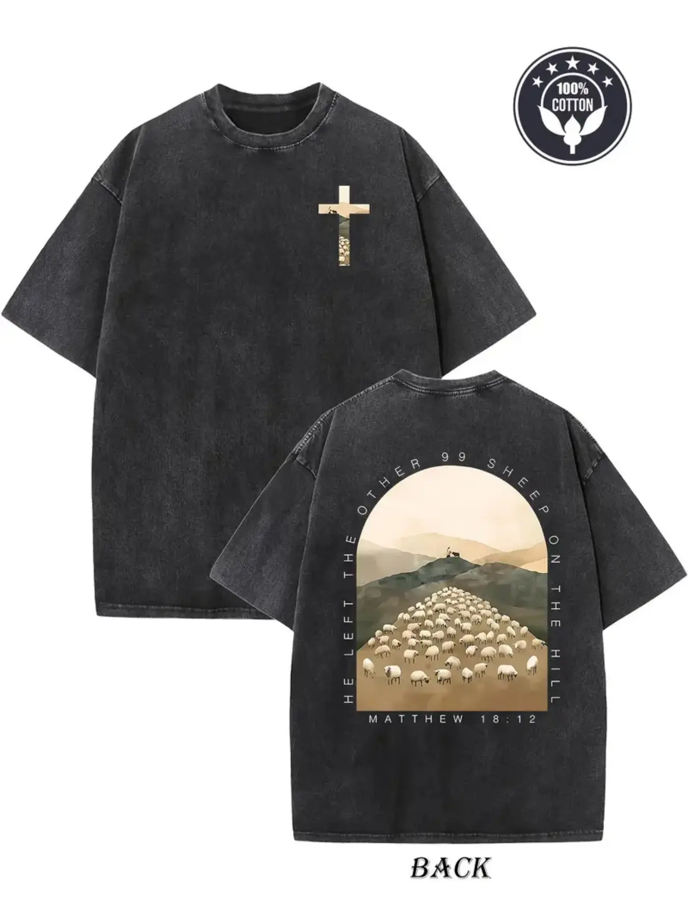 100% washed T-shirt, Christmas and Black Friday are coming! Y2K style, sheep pattern, suitable for outdoor travel, preferred as a gift for family, friends, and colleagues! fathersdaygift