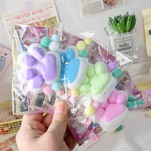 Cute Cat Paw Design Squishy Toy, Stress Relief Squishy, 2 Counts Soft Colorful Squeeze Toy, Fidget Sensory Decompression Toy for Birthday Gifts