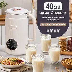 40oz Automatic Plant Based Milk Blender, Multi-Function Nut & Soy Milk Maker with Stainless Steel Lid, Supports Almond Oat Juice Making, 18H Delay Start, Keep Warm & Self-Cleaning Design