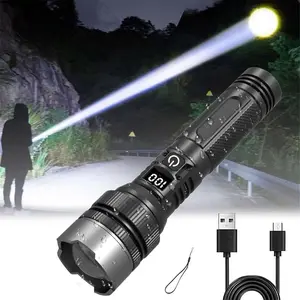 2-in-1 Power Bank Flashlight. LED Flashlight, USB Rechargeable, Zoomable, Hunting Tactical Flashlight - Ideal for outdoor camping, fishing, garden use, and nighttime security