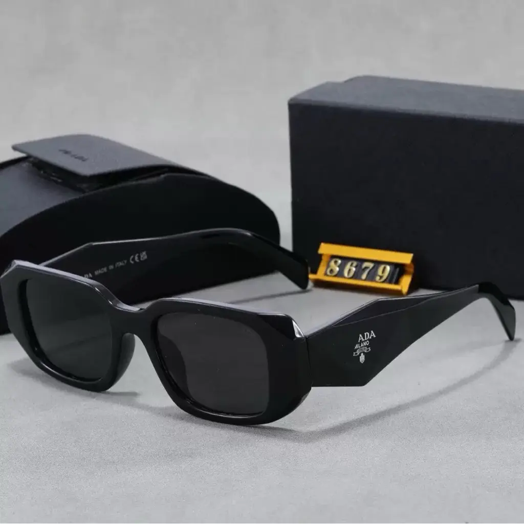 [On Sale] Luxury Black Sunglasses – Trendy Geometric Rectangular Frame Dark Lenses, Premium Fashion Eyewear for Men and Women
