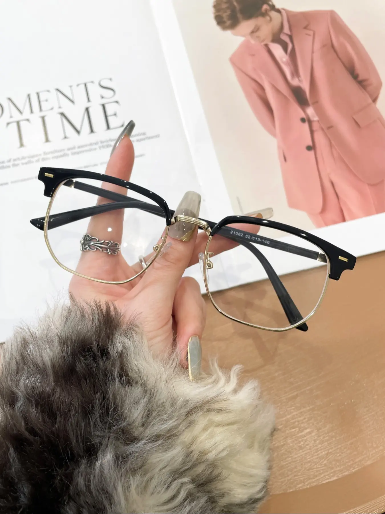 Fashion Men's Glasses, Vintage Half-Metal Frame, Phone Computer Eyeglasses, Eye Protection Accessories, Perfect Gift Choice, Trendy Vintage Eyeglasses