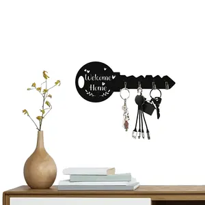 Wooden Key Hook Wall Decor, Vintage Entryway Key Holder, Home Decoration Craft, Rustic Wooden Key Rack for Hallway & Living Room