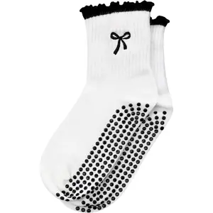 Summer Cute Pilates Socks for Women Bow Nonslip Ruffle Yoga Socks with Grip for Barre Work Dance Fitness Ideal Gift