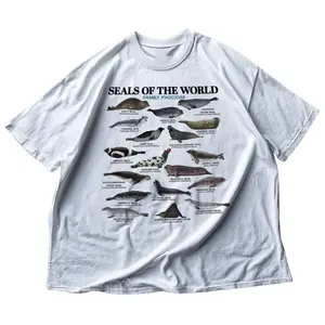 Unisex Loose Seal Species T-Shirt - 90s/Y2k Retro, Selkie & Silly Seals Design, Casual Cotton Crewneck Short-Sleeve, S-3XL Menswear & Womenswear Streetwear Top