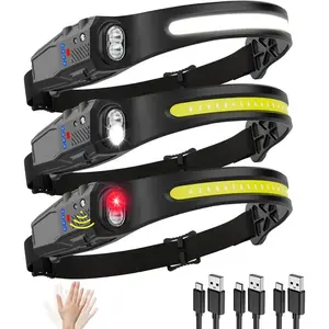 Headlamp Rechargeable 3Pack, 230? Wide Beam LED Headlamp, 7Mode Headlamps for Adults,  Lamp with Motion Sensor, Red Light  Lamps LED Rechargeable,  Lights for Forehead Running Camping