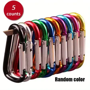 Random Color Carabiner Keychain, 5 Counts/set Durable Keychain Buckle, Bag Hanging Keychain for Camping, Hiking & Climbing