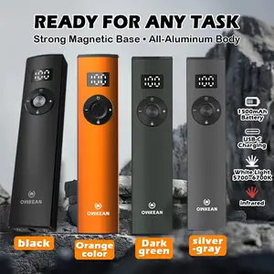 Portable 1500 Lumens Flashlight with Magnetic Base, USB-C Rechargeable Slim Work Light, Pocket EDC Torch for Indoor Outdoor Emergency Use, Dual White & Red Light Modes