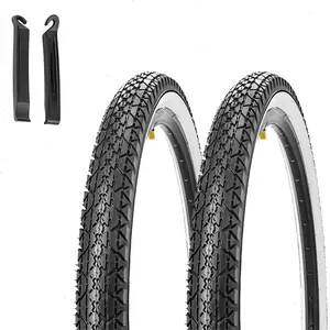 2 Pack 26 x 2.125 Inch 57-559 Beach Cruiser Bike Tires Folding Bicycle Comfortable Replacement Tires Black Wall or White Wall for 26 x 1.75/1.95/2.0/2.10/2.125 Beach Cruiser and Urban Commuting Bicycle Outdoor Cycling