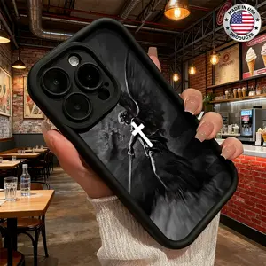 Cool Dark Angel Cross Christian Aesthetic Design Case for iPhone 17 16 15 14 Pro Max 13 12 11 XR XS Plus Air Slim Shockproof Anti Drop Protective Lightweight TPU Cover
