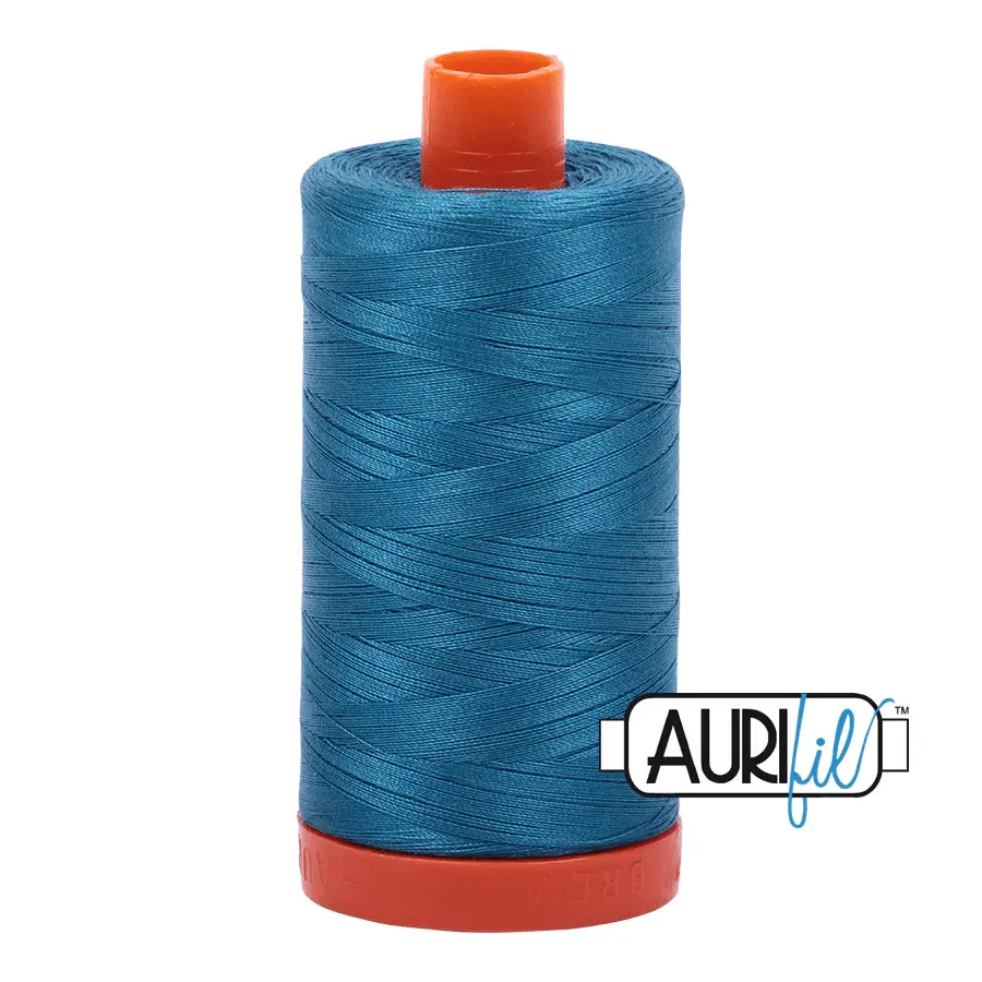 Aurifil 50wt Cotton Thread - A1050-1125 Medium Teal 1422yd Large Spool, Reduced Lint, Reliable Tension, Excellent Stitch Quality, Polished Finishing Touches, Ideal for Piecing