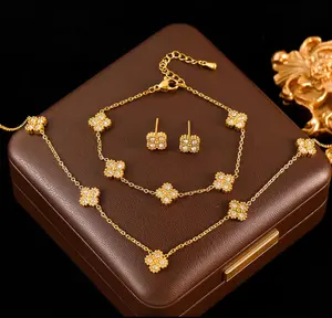 Elegant Flower Stainless Steel Waterproof Jewelry Set