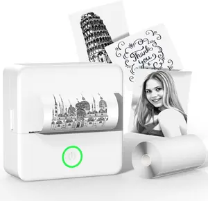 Thermal Pocket Printer Portable inkless MiniSticker Lable Printer Pictures Print，1 Set Wireless Mini StickerPrinter with Print Paper & Accessories,Portable Mini Printer Paper forPhoto, Note, Study, DlY