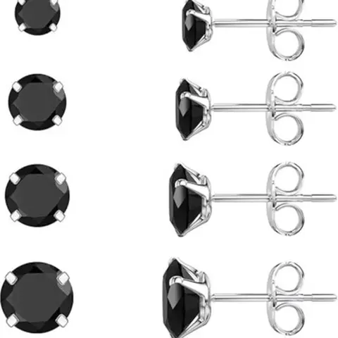6 Pairs 316L Stainless Steel Cubic Zirconia Bow Stud Earrings Set - 3-8mm Sizes, Hypoallergenic, Metal Coating, Elegant Minimalist, Casual Daily Wear, 31-02-sliver Stud Earring Jewelry