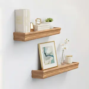 Spaco 17.9" Maple Floating Wall Shelves – Modern Wood Storage Shelves for Bathroom, Bedroom, Kitchen & Living Room (Invisible Brackets, Decorative & Functional for Books & Organization)