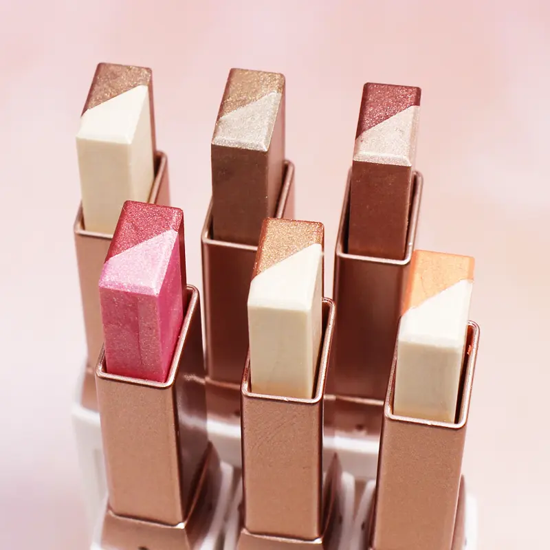 6colors Two Color Eyeshadow Stick Set Cosmetic PearlescentMatte Highlighter Eye Shadow Glam Natural Long LastingWaterproof Not Easy To Take Off Makeup