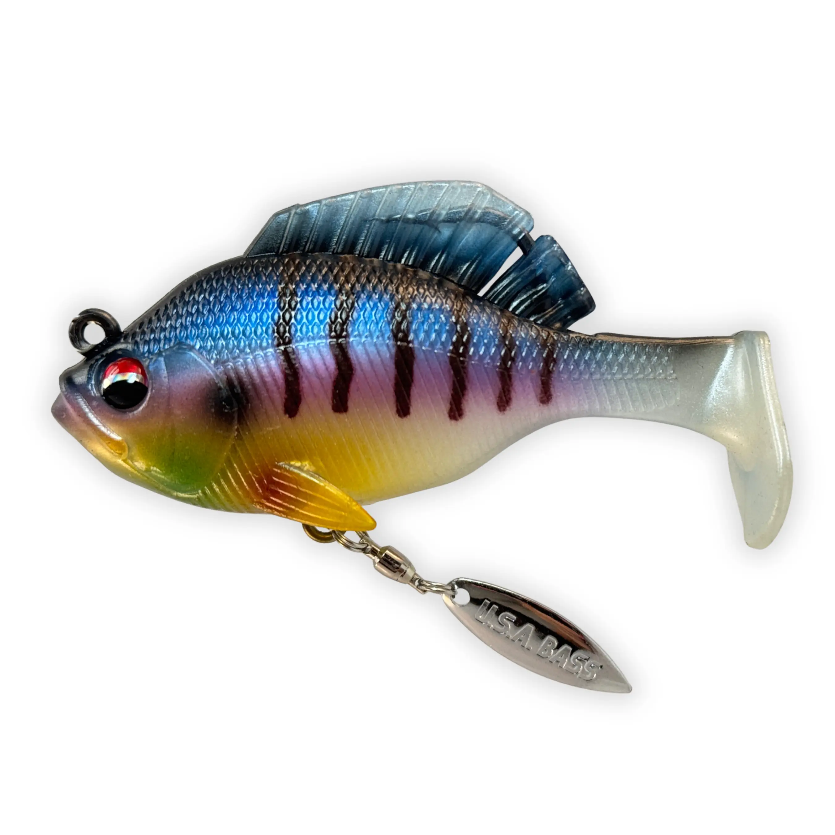 USA BASS TACKLE Hand Poured Underspin Gill Weedless Gilly Paddletail Sleeper Swimbait with Bass-Tech Soft Plastic & Owner Mega Jig Hook for Largemouth Smallmouth Spotted Bass