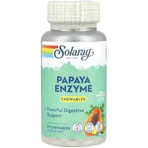 NEW 2026 !!! SOLARAY Papaya Enzyme Chewables for Digestive Support - Pineapple (90 Chewables)
