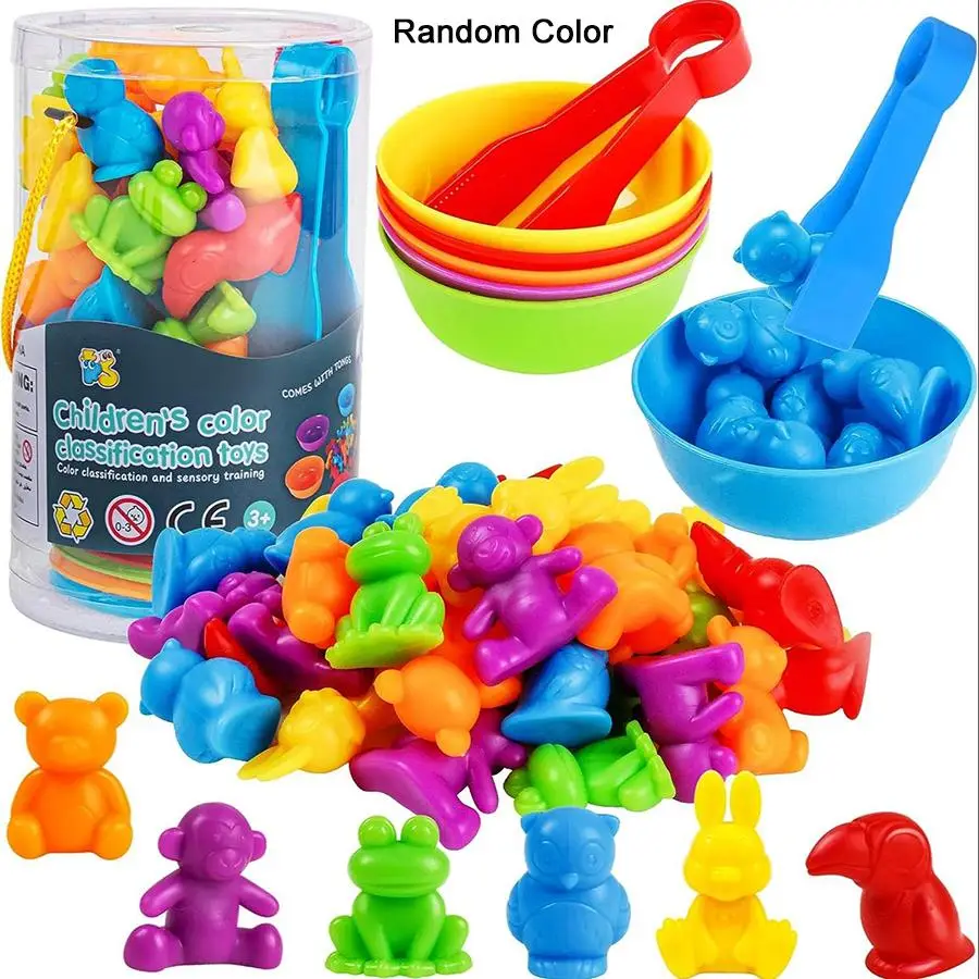 Color Classification Toy, 1 Set Cartoon Animal Shape Sorting Sensory Toy, Counting & Matching Games, Preschool Learning Activities for Math, Montessor