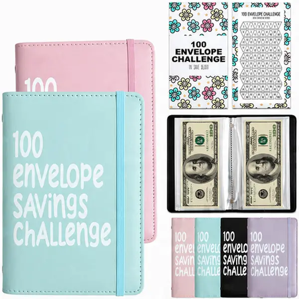 100 Envelope Savings Challenge Binder with Cash Envelopes & Cute Stickers, 2026 Money Saving Challenge Planner, Budget Binder Book for 100 Days to Save $5,050, Cash Stuffing Organizer, Financial Planner for Budgeting and Money Management