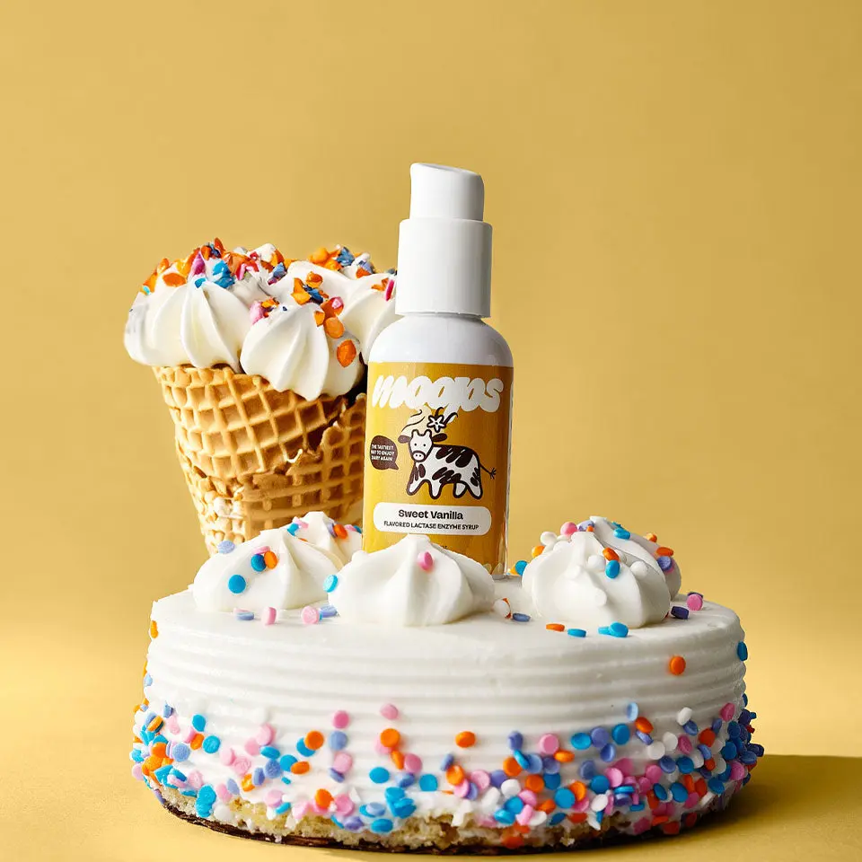 Moops Flavored Lactase Enzyme Syrup - For Lactose Intolerance, Eat More Dairy