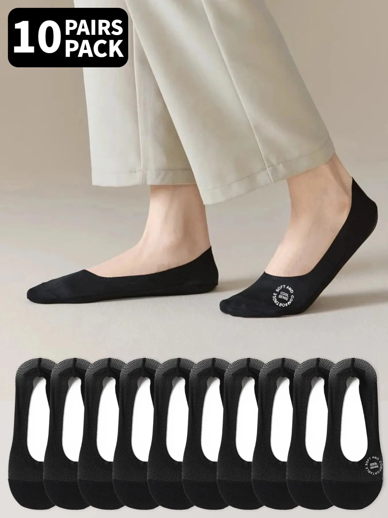 10 Pairs Unisex Casual Breathable Mesh Invisible Socks with Silicone Anti-Slip Design Ultra-Thin Non-Slip Boat Socks Sock Set Foot The Perfect Gift for Family and Friends Socks Set