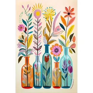 Flower Pattern DIY Diamond Arts Colorful Painting Kit without Frame, Diamond Pattern Design, 5D Diamond Arts Colorful Painting Kit, Wall Art Decor for Home Bedroom-12x16in Round Drill