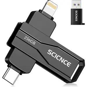 256GB Flash Drive Intended for iPhone iPad, Memory Stick Storage for Photos and Videos Backup, Compatible with iPhone iPad Android PC, Plug and Play, No Application Required (Dark Gray)