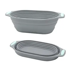 Hot Selling Oval Foldable Yeast Bread Baking Tool, Food Grade Silicone Fermentation Basket, Proofing Basket, Kitchen Utensils for Bread Making