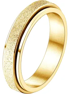 1 Pc Simple Silvery Rose Golden Spinner Thumb Ring for Women Men Fashionable Unisex Accessory Durable Stainless Steel Thoughtful Rotating Design Distinct Layered Visual Effect Elegant Sophisticated Aesthetics