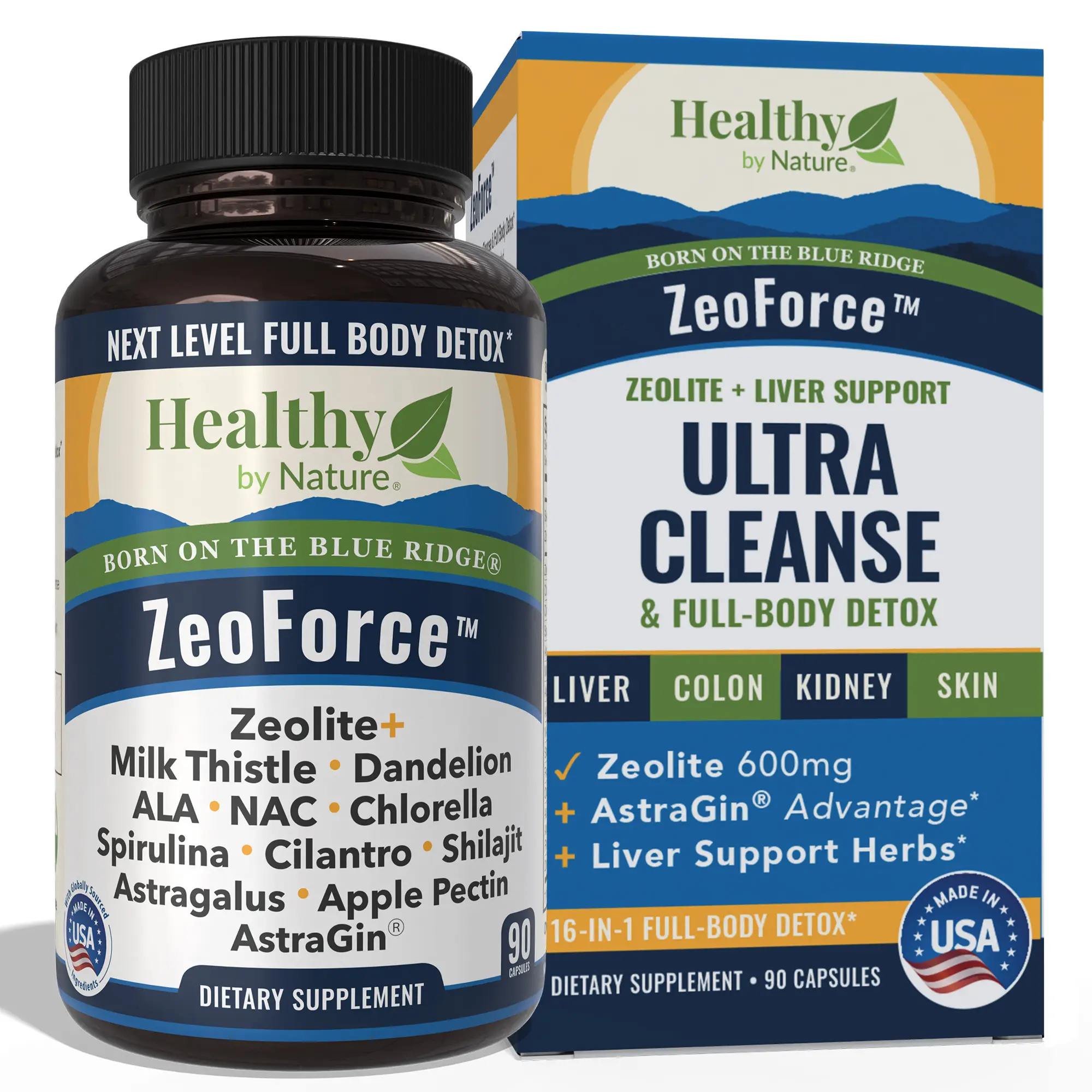 Healthy by Nature ZeoForce Natural Botanical Dietary Supplement - 3-Phase Zeolite Formula for Full-Body Detox, Gut Support, Liver Support